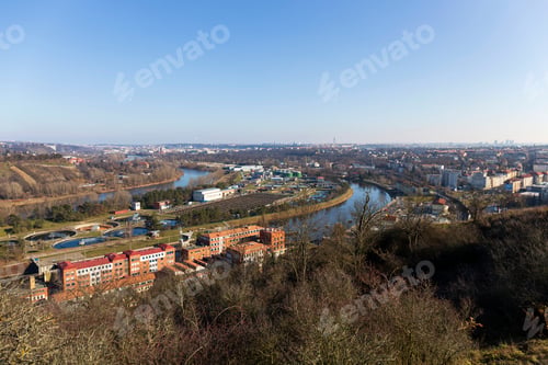 Preview: Winter Prague City From The Hill Baba In The Sunny Day, Czech Republic