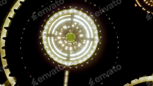 Preview: Krasnodar, Russia. Public Park - Krasnodar. Flying Over The Park At Night, Aerial View