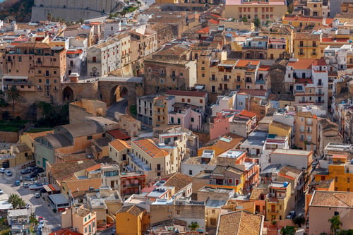 Preview: Aerial View Of The City Castellammare Del Golfo On A Sunny Day. Italy. Sicily.