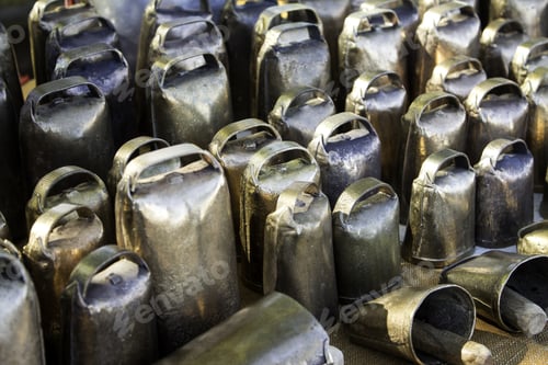 Preview: Bronze Metal Bells In Craft Stall, Decoration Objects
