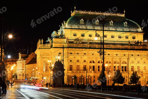 Preview: The Night View On The Prague National Theater, Czech Republic
