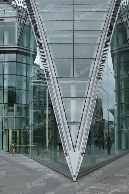 Preview: Modern New Triangular Glass Building Structure In London
