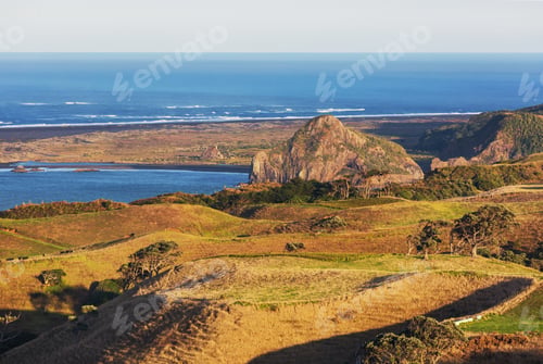 Preview: Beautiful Landscapes It The Ocean Beach, New Zealand. Inspiring Natural And Travel Background