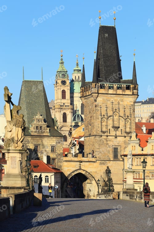 Preview: View On The Prague St. Nicholas' Cathedral With Tower Bridge, Czech Republic