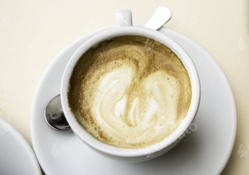 Preview: Cups Coffee With Milk In Bar, Hot Drink, Breakfast