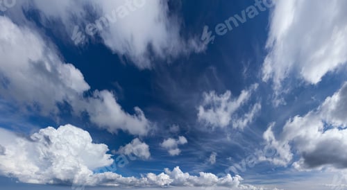 Preview: White Clouds In The Fantastic Blue Sky. Overcast Sky Before Storm.