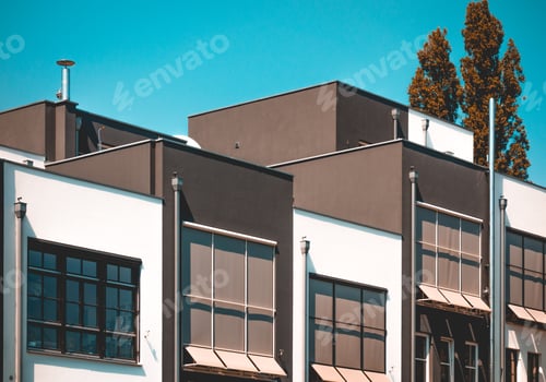 Preview: Detailed View Of Townhouses With Closed Windows