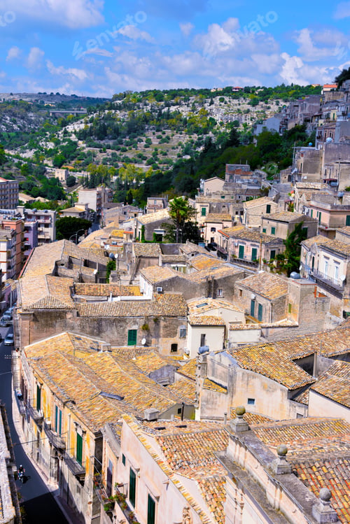 Preview: Panorama Of Modica Seen From The Bell Tower Of San Giorgio Sicily Italy