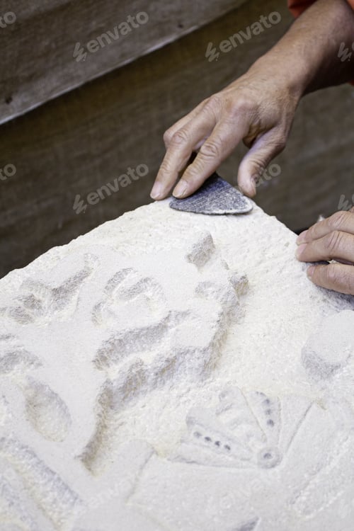 Preview: Craftsman Sanding Marble Medieval Market Professionals And Work