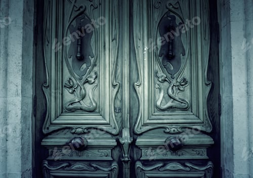 Preview: Wooden Door With Bronze Lock, Construction And Architecture
