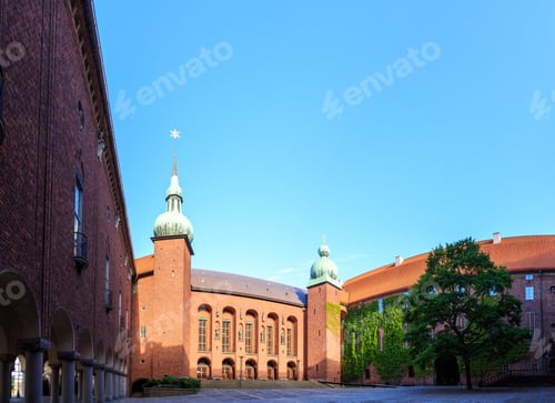 Preview: Stockholm, Sweden. Panorama Of The Courtyard Of The City Hall