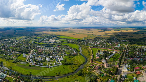 Preview: Suzdal, Russia. Summer City Panorama. Aerial View