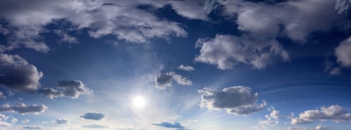 Preview: Panorama Of The White Fluffy Clouds In The Fantastic Blue Sky.
