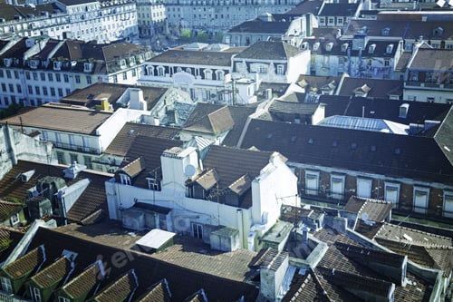 Preview: Panoramic Lisbon With Houses And Streets, Construction And Tourism