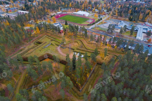 Preview: Top View Of The Central Bastion Of The Ancient Taavetti Fortress On An October Day (Aerial