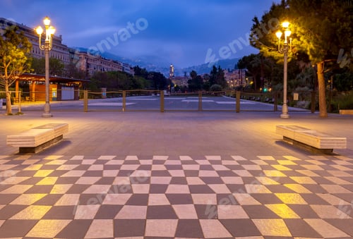 Preview: Nice. View Of Massena Square In Night Lighting.