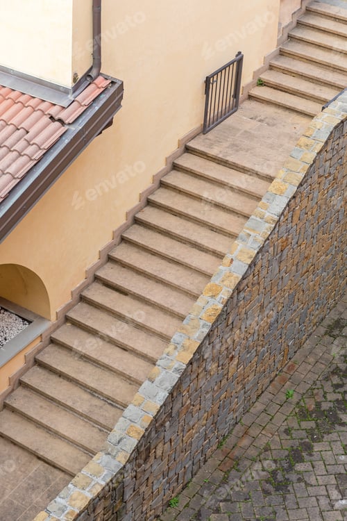 Preview: Diagonal Stairs At Building Exterior In Italy