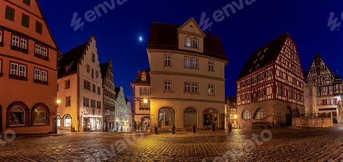 Preview: Panorama Of The Market Square And The Facades Of Medieval Half-Timbered Houses. Rothenburg Ob Der