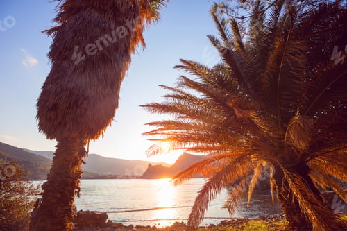 Preview: Scenic Colorful Sunset At The Sea Coast. Good For Wallpaper Or Background Image. Beautiful Nature