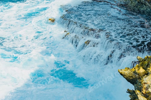 Preview: Waves On The Atlantic Ocean In The Rocky Coast Of The Caribbean Sea In The Aruba Island Of The