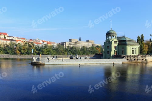 Preview: View On The Autumn Prague Hydrodynamic Plant Above River Vltava, Czech Republic