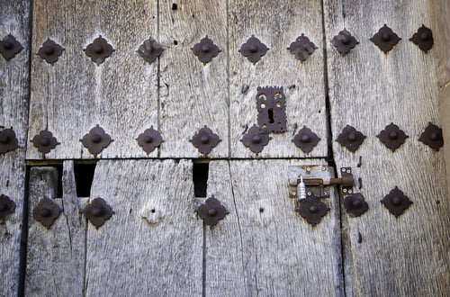 Preview: Old Lock On A Wooden Door, Security Detail