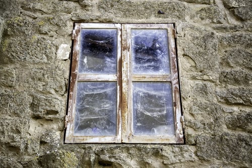 Preview: Rusty And Broken Window In Abandoned House, Construction And Architecture