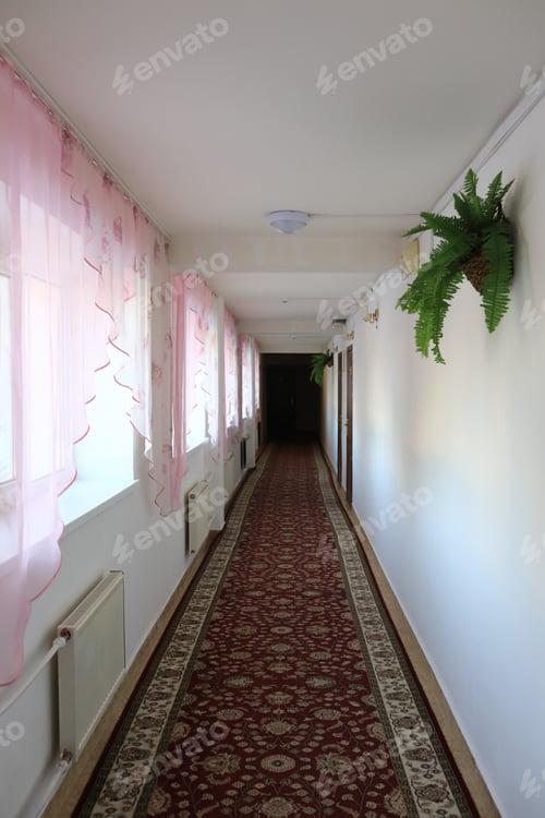 Preview: View Of Interior Corridor Hotel In The Morning