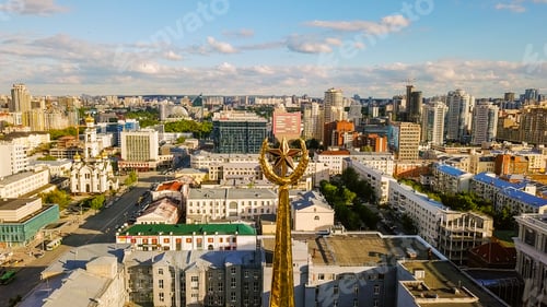 Preview: Circling Around The Star Mounted On The Municipality And The City Of Yekaterinburg, Russia, From