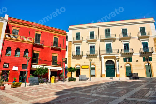 Preview: Historic Buildings On The Left Palazzo Cassar Sciacca Sicily Italy