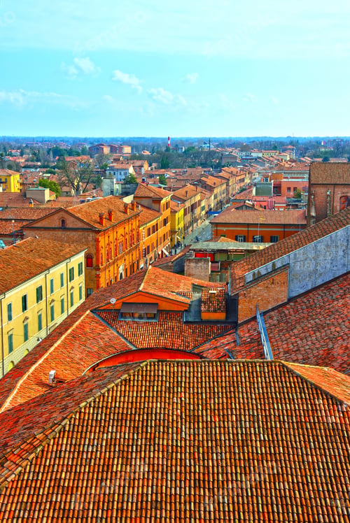 Preview: Panorama Of The Historic Center Seen From The Este Castle Ferrara Italy