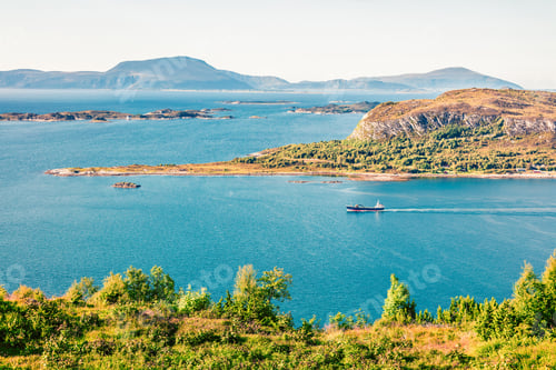 Preview: From The Bird'S Eye View Of Alesund Bay, Geirangerfjord, Norway. Nice Summer Scene Of The Nord