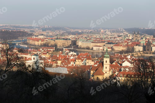 Preview: Sunny Frosty Winter Prague City With Its Cathedrals, Historical Buildings And Towers, Czech Republic