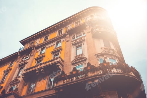 Preview: Old Corner Building In Warm Sunlight