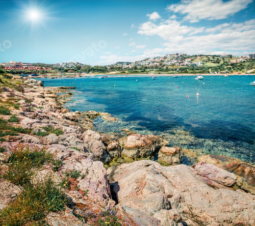 Preview: Bright Spring View Of The Nuevo Loca Beach. Sunny Morning Seascape Of The Aegean Sea, Palaia Fokaia