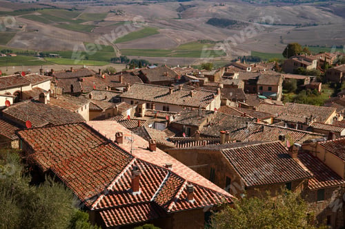Preview: A Sunny September Day Over The Roofs Of Montalcino. Italy