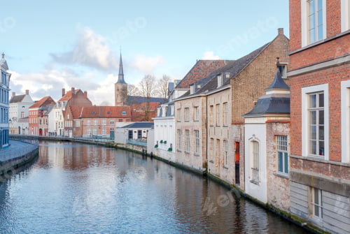 Preview: Facades Of Old Medieval Buildings On The Canals Of Bruges.