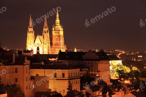 Preview: The View On Prague Gothic Castle In The Night