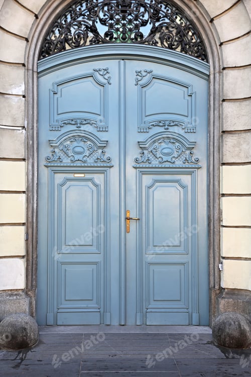 Preview: Big Blue Closed Double Entrance Door