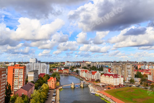Preview: Central Part Of The City Of Kaliningrad, Embankment Of The Fish Village, Jubilee Bridge