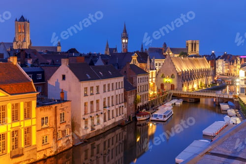 Preview: Gent. City Embankment At Sunset.