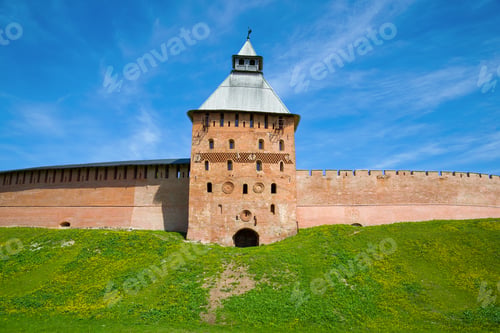 Preview: Spasskaya Tower Of The Novgorod Kremlin On A Sunny May Day. Veliky Novgorod, Russia