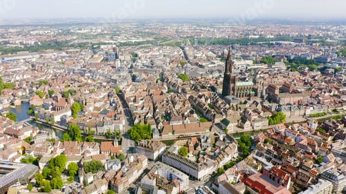 Preview: Strasbourg, France. The Historical Part Of The City, Strasbourg Cathedral, Aerial View