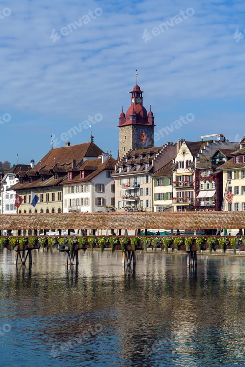 Preview: Tower Of Rathaus (1602-1606) With Wall Clock, Lucerne, Switzerland