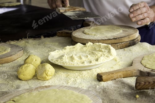 Preview: Man Kneading Bread In Bakery, Crafts And Work