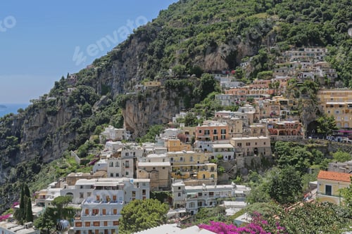 Preview: Houses At Cliffs In Positano At Amalfi Coast Italy
