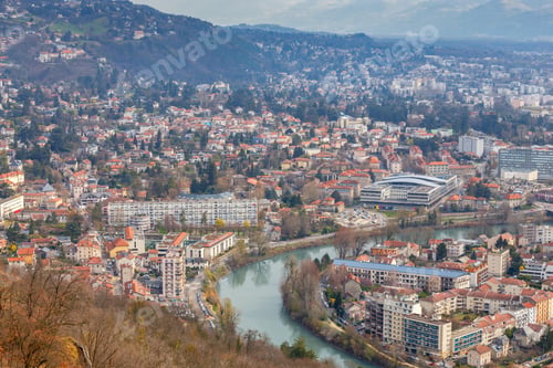 Preview: Aerial View Of The City From The Top Of The Hill. Grenoble. France.