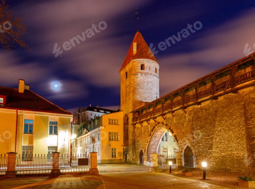 Preview: Old Stone Medieval Street In The Historic Part Of The City. Tallinn. Estonia.