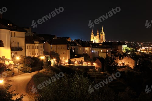 Preview: The View On Prague Gothic Castle In The Night, Czech Republic