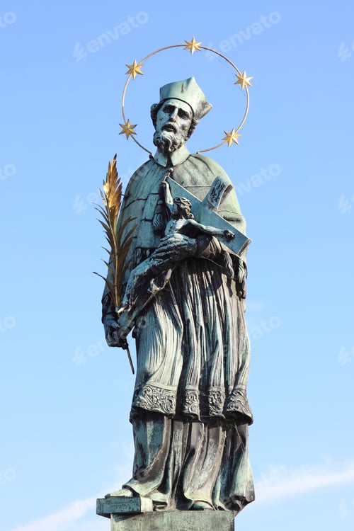 Preview: St. John Of Nepomuk Statue On Charles Bridge Of Prague, Czech Republic